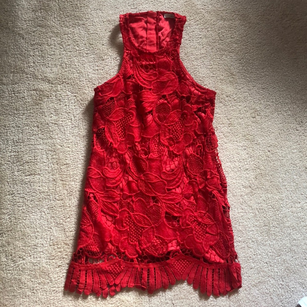 Red lace Lovers + Friends shift dress!